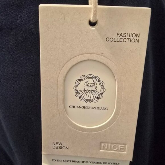 Women's Formal Elegant Navy Blue Evening Gown Size 16 Lace Up Maxi Dress NWT - Picture 12 of 16